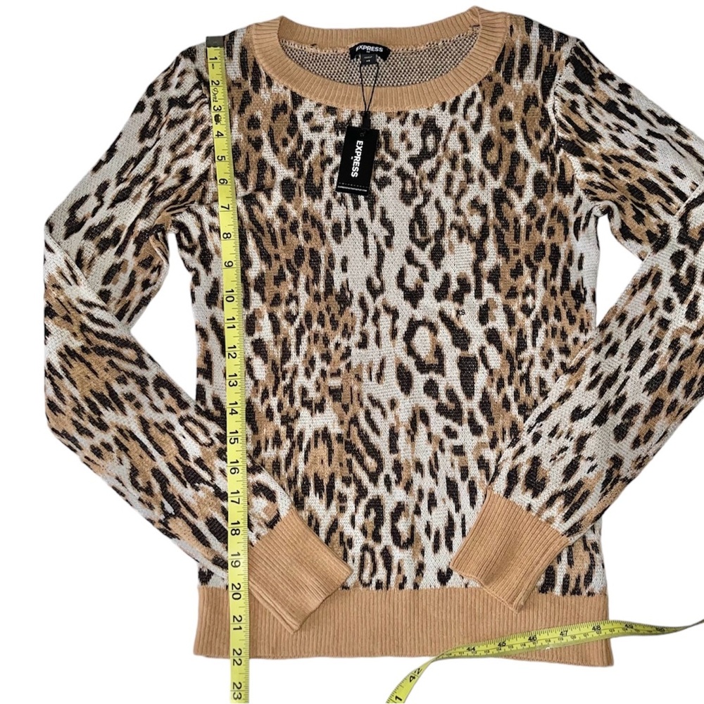 Express Cream & Tan Animal Cheetah Print Sweater Sz  XS - Picture 3 of 7